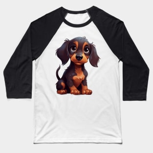 Cute Cartoon Dachshund Puppy Dog Baseball T-Shirt